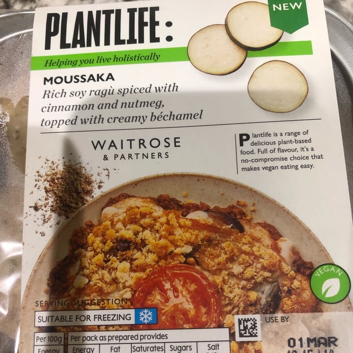 photo of Plantlife: Waitrose & partners Moussaka shared by @jacalice on  04 Mar 2022 - review