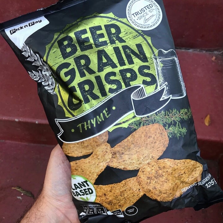 photo of Pick n Pay Beer grain crisps shared by @capetownvegan on  24 Dec 2020 - review