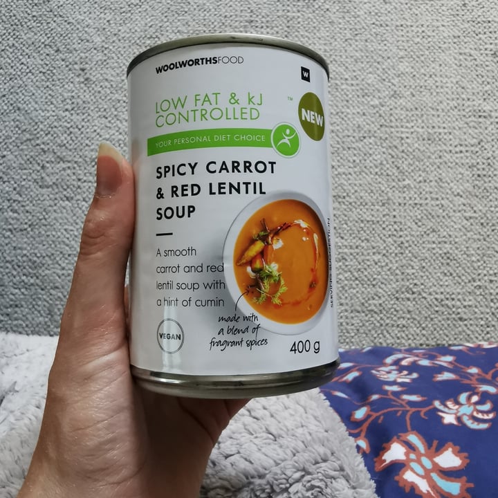 review photo of Woolworths Spicy Carrot And Red Lentil Soup (Canned) shared by @biancaleejardim on 15 Feb 2021 - review