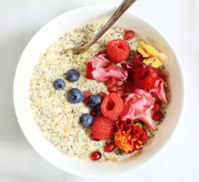 oatmeal bowl loaded with fruits