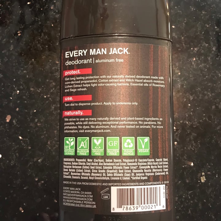 photo of Every Man Jack Cedarwood Aluminum Free Deodorant shared by @slwasu57 on  26 Jun 2021 - review