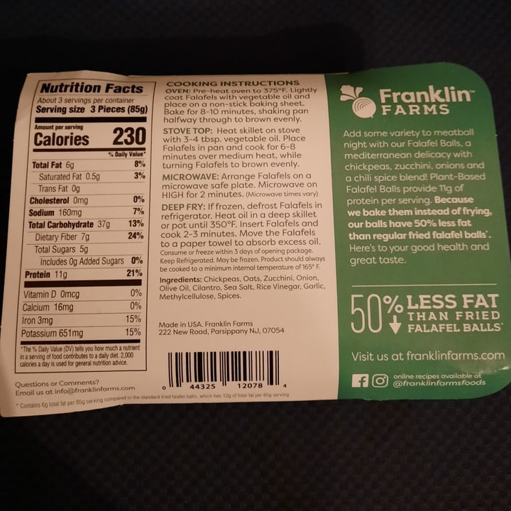 photo of Franklin Farms Baked Falafel Balls shared by @d0ubledog5 on  18 Sep 2022 - review