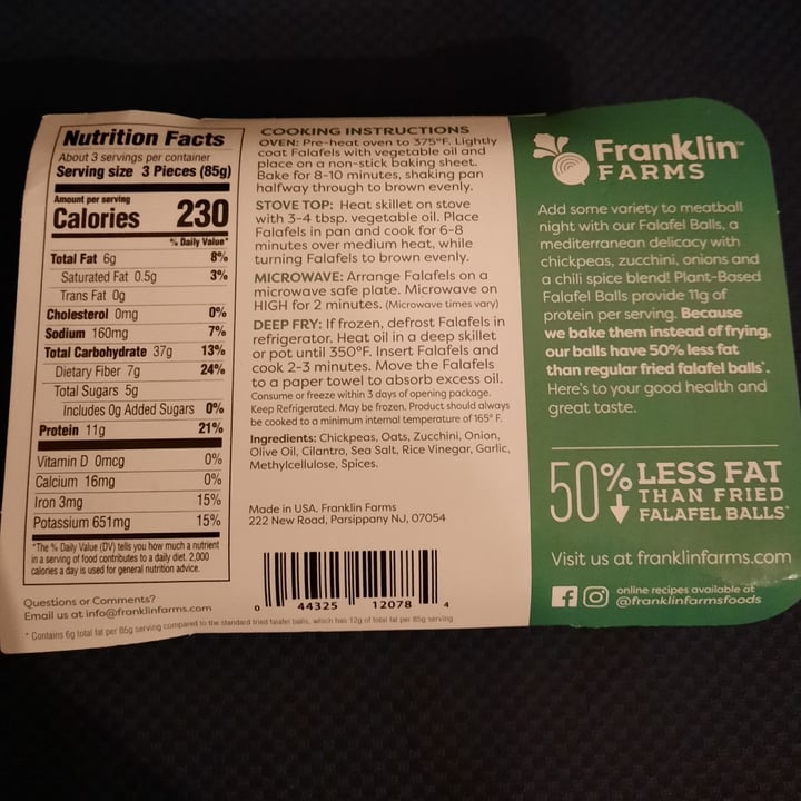 review photo of Franklin Farms Baked Falafel Balls shared by @d0ubledog5 on 18 Sep 2022 - review