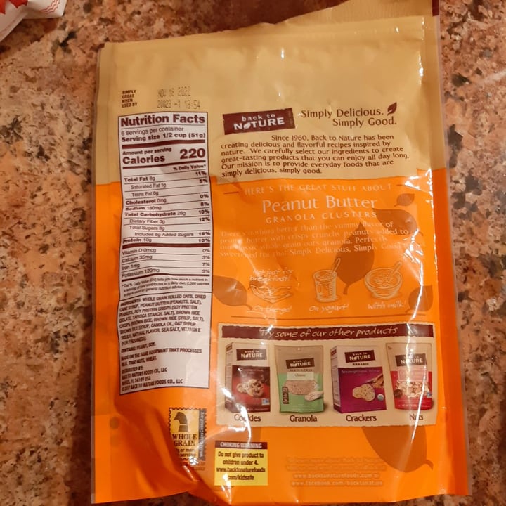 photo of Back to Nature Peanut Butter Granola Clusters shared by @nico-aguilera on  17 Feb 2020 - review