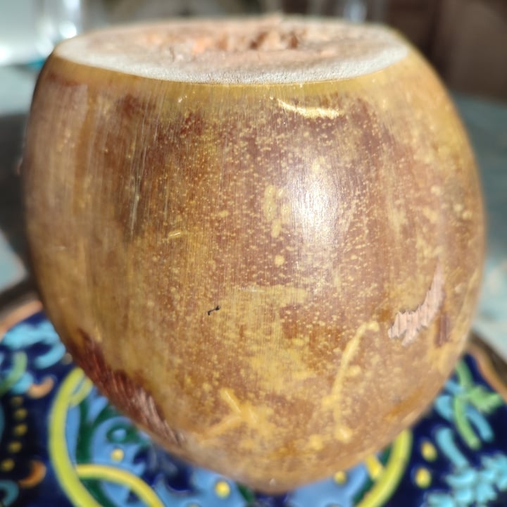 photo of Genuine Coconut Fresh Organic Coconut with a straw and a bamboo stick shared by @frenchvegangirl on  14 Mar 2022 - review