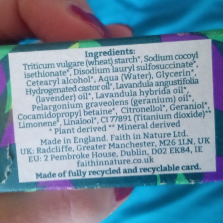 review photo of Faith In Nature Shampoo solido Lavanda e Geranio shared by @lucythewombat on 29 Apr 2022 - review
