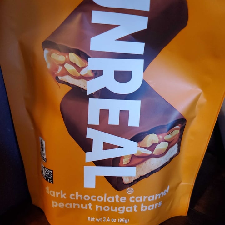 photo of UNREAL dark chocolate caramel peanut nouget bar shared by @cynicallyproven on  04 Jan 2022 - review