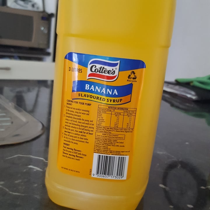 photo of cottees Banana flavoured syrup shared by @hannahcoops on  21 Jul 2020 - review