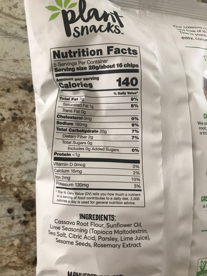photo of Plant Snacks Lime Cassava Root Chips shared by @dianna on  01 Jul 2019 - review