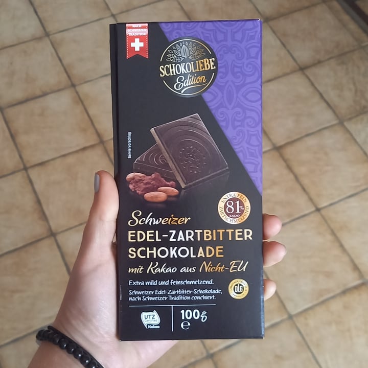 photo of Schokoliebe Schweizer Edel-Zartbitterschokolade 81% Kakao shared by @anameier on  31 Aug 2021 - review