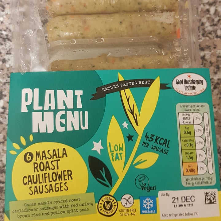 photo of Plant Menu Masala roast cauliflower sausages shared by @veganele on  09 Jan 2021 - review