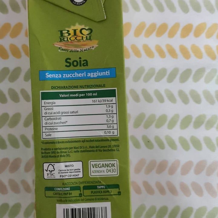 review photo of Bio Ricchi Cuore della Natura Bevanda di soia shared by @racheleveg on 02 Apr 2022 - review