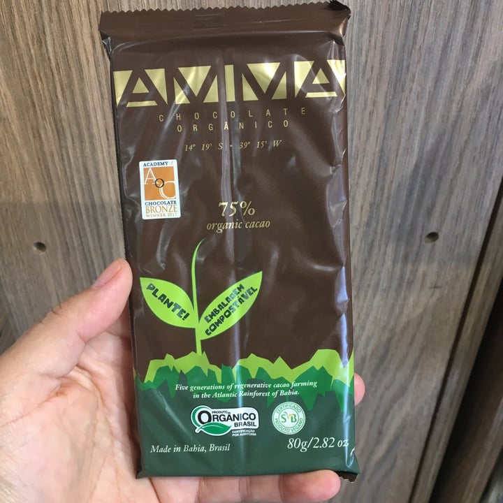 photo of AMMA Chocolate 75% Organic Cacao shared by @mmartagr on  30 Apr 2022 - review