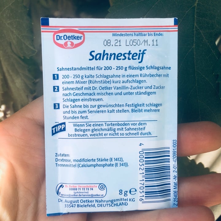 review photo of Dr. Oetker Sahnesteif (espesante para crema) shared by @quiltraa on 03 Jan 2021 - review