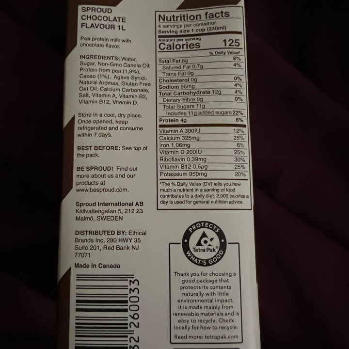 photo of Sproud Plant-Based Chocolate Milk shared by @lunachic on  06 Dec 2021 - review