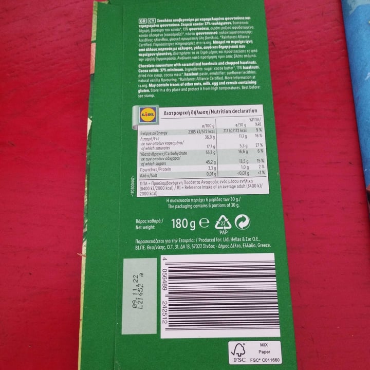 review photo of Fin Carré Vegan chocolate with crunchy hazelnuts shared by @gregpap on 06 Oct 2022 - review