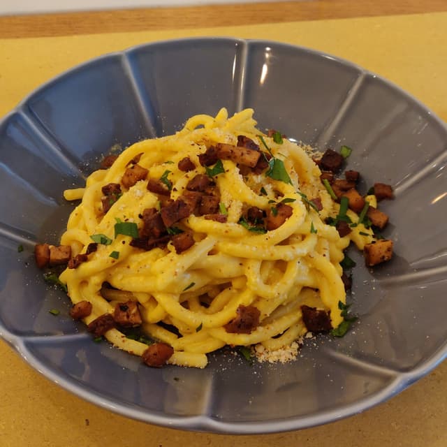 Photo of the dish “Pici alla carbonara vegan”