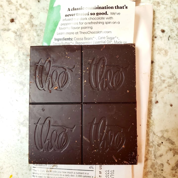 photo of Theo Chocolate Organic Mint 70% Dark Chocolate shared by @veganmeg on  03 Aug 2021 - review