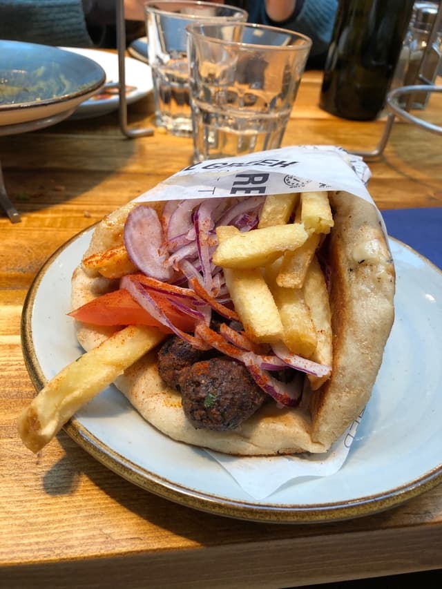 Photo of the dish “Vegan Meatballs Souvlaki Wrap”