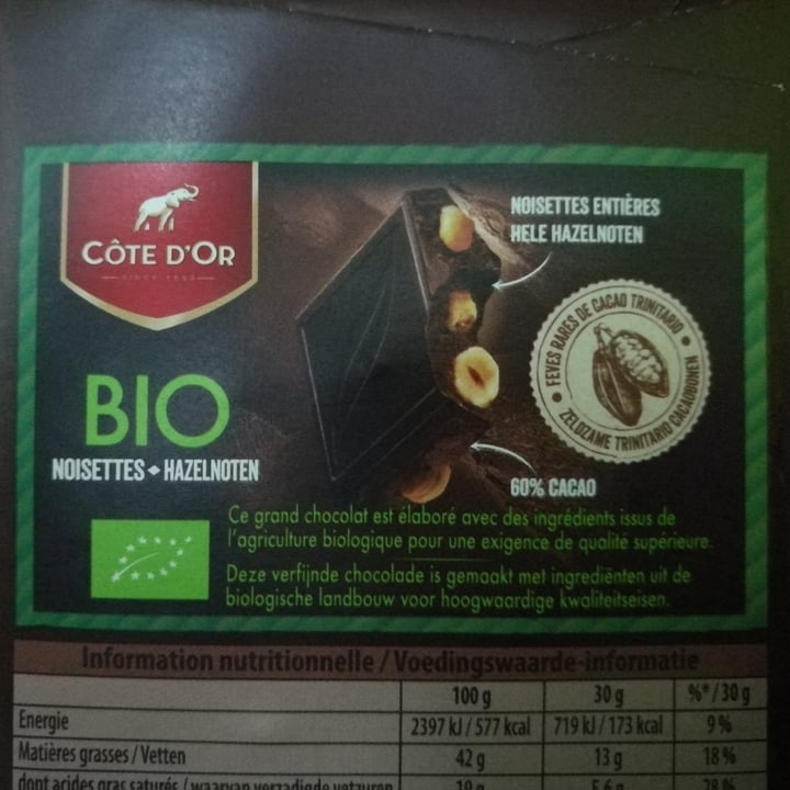 photo of Côte d'or Bio Noir Noisettes shared by @vedrana on  02 Mar 2022 - review