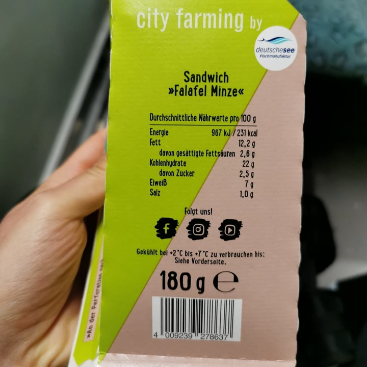 photo of City Farming by Deutsche See Falafel Minze sandwich shared by @batacol on  21 Apr 2022 - review