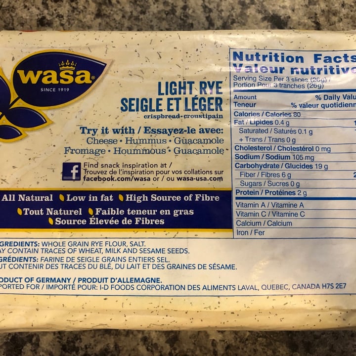 photo of Wasa Light Rye Crispbread shared by @helloitsme on  03 Sep 2021 - review