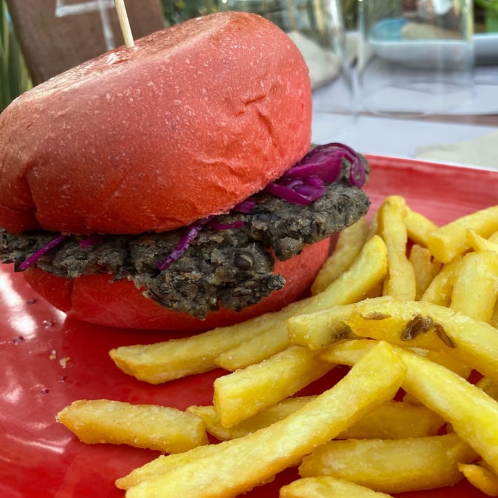 photo of Lazy Club Rimini hamburger vegan con patatine fritte shared by @serenata on  17 Jul 2022 - review