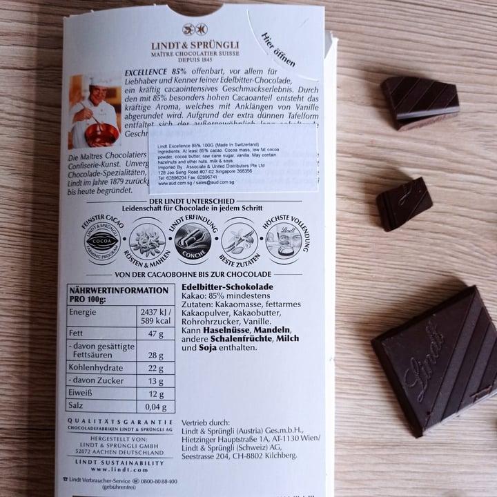 photo of Lindt Excellence 85% Cocoa Dark shared by @koyott on  03 Jan 2021 - review