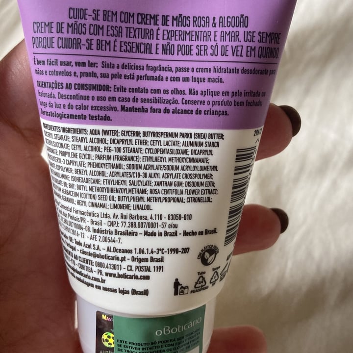review photo of O Boticário cuide-se bem rosa e algodão shared by @izabelaalc on 07 May 2022 - review