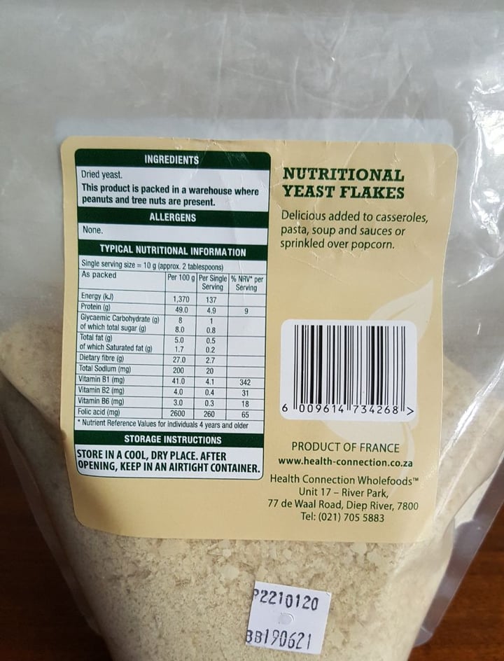 photo of Health Connection Wholefoods Nutritional Yeast Flakes shared by @hippiegirl on  26 Feb 2020 - review