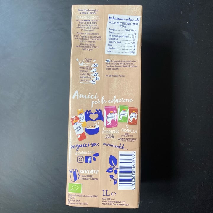 review photo of Isolabio Bevanda di avena shared by @theveganaffair on 14 Jan 2022 - review