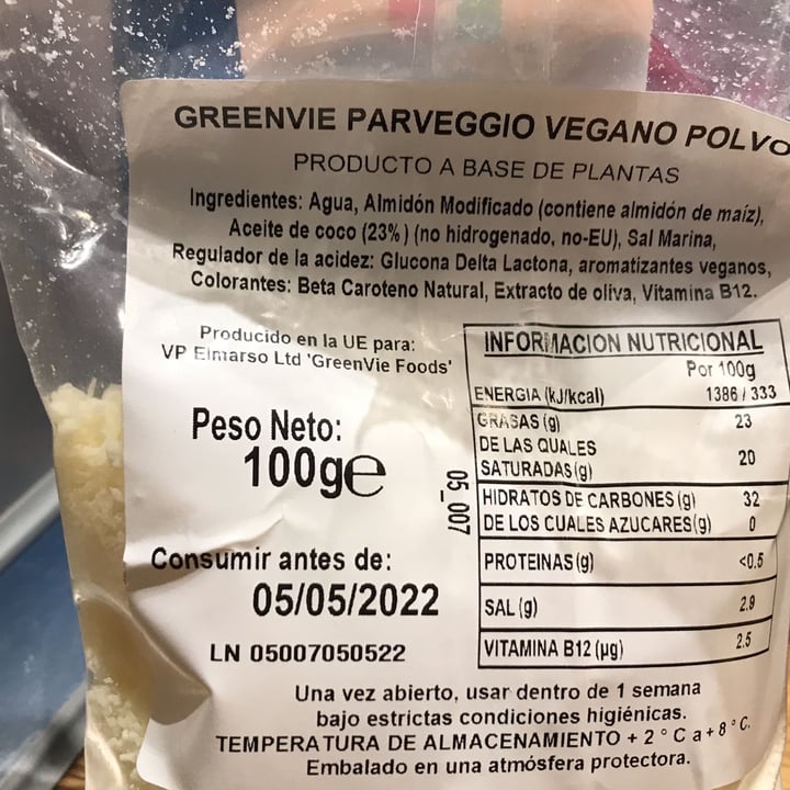 photo of GreenVie Foods Queso Parmesano Rallado shared by @silviascap on  25 Dec 2021 - review