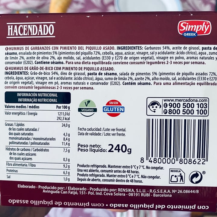 photo of Hacendado Hummus con Pimiento del Piquillo Asado shared by @mikelpro on  11 Apr 2021 - review