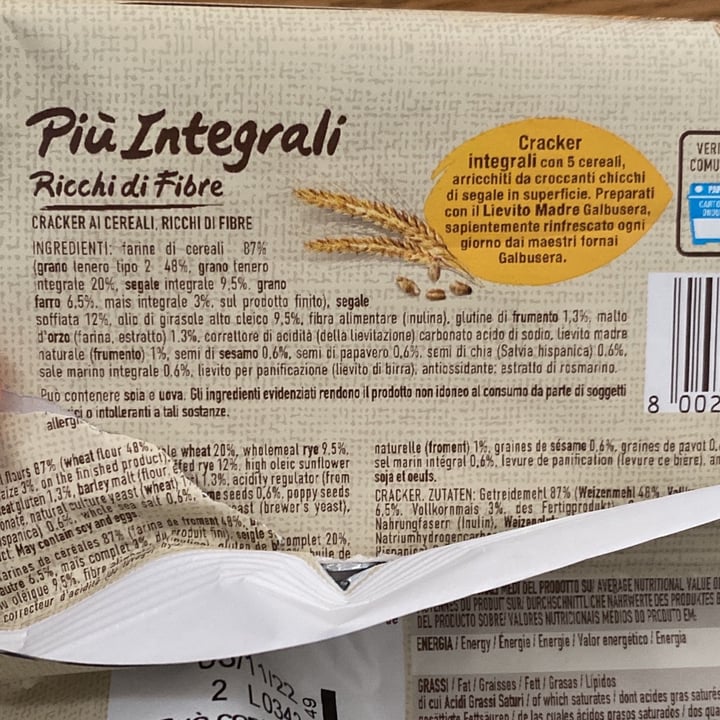 photo of Galbusera Crackers Più integrali shared by @amelia78 on  26 Jul 2022 - review