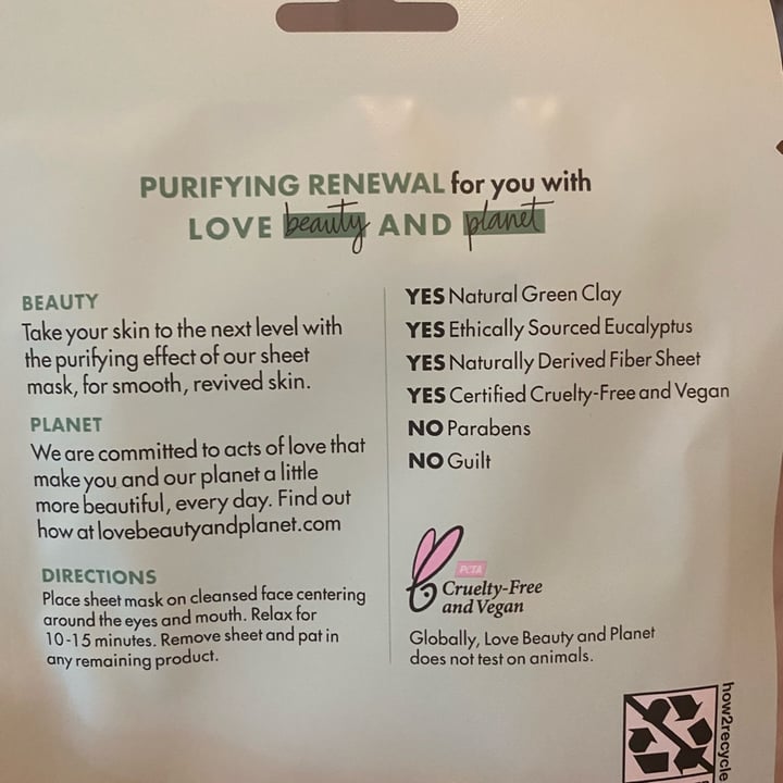 photo of Love Beauty and Planet Beloved Purifying Renewal Sheet Mask shared by @aes731 on  26 May 2022 - review