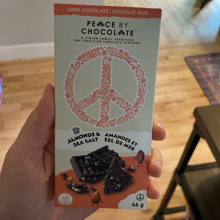 photo of Peace By Chocolate Dark Chocolate with Almonds & Sea Salt shared by @chloslo on  02 Jul 2022 - review
