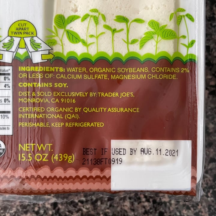 review photo of Trader Joe's Organic Sprouted Tofu Extra Firm shared by @aqualing on 07 Jul 2021 - review