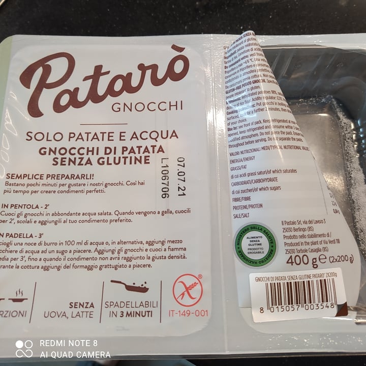 photo of Patarò Gnocchi di patata senza glutine shared by @alexxxxxx on  05 Jun 2021 - review