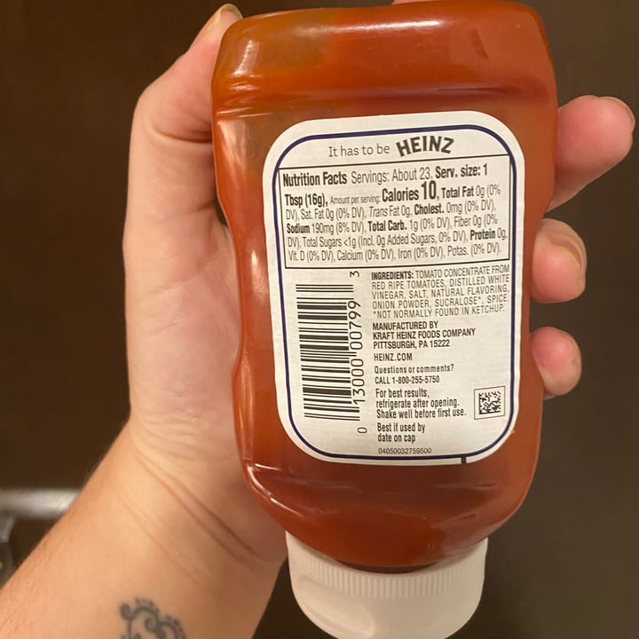 photo of Heinz Tomato Ketchup No Sugar shared by @kmeregali on  28 Apr 2022 - review
