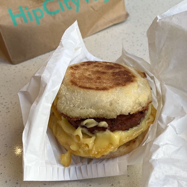 Photo of the dish “Sunnyside Sausage, Egg, and Cheese”