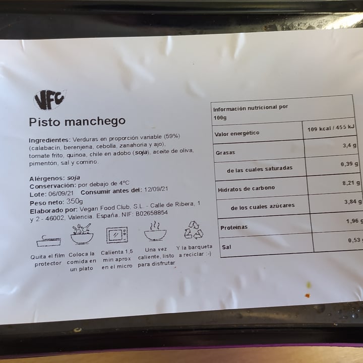 photo of Vegan Food Club Pisto manchego shared by @loreaejcl on  11 Sep 2021 - review