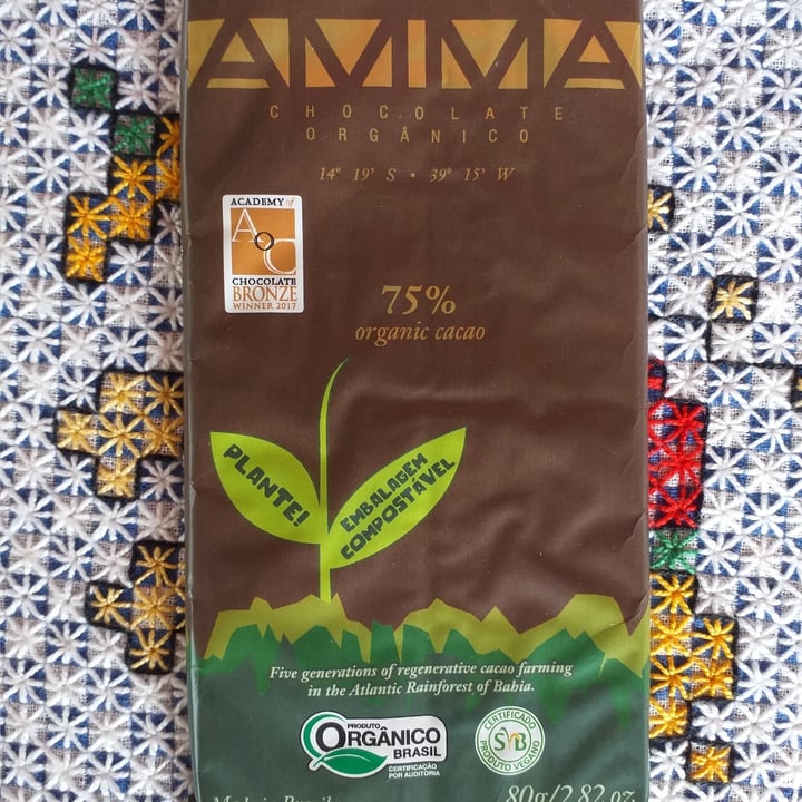 review photo of AMMA Chocolate 75% Organic Cacao shared by @minespab on 19 Jun 2022 - review