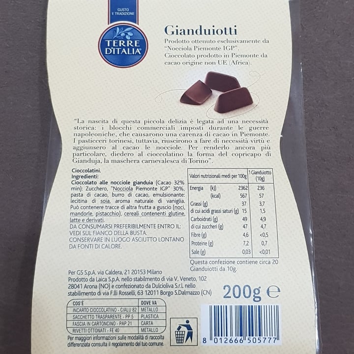 photo of Terre d'Italia Gianduiotti shared by @ieio on  16 Oct 2022 - review