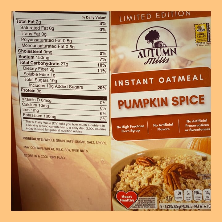 review photo of Autumn Mills Pumpkin Spice Instant Oatmeal shared by @amsvfrazier90 on 24 Oct 2021 - review