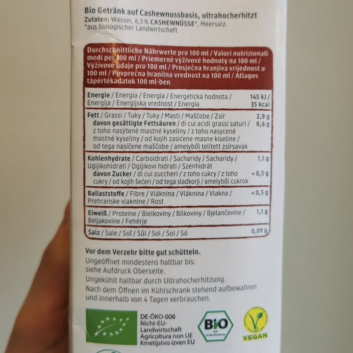 photo of dmBio Cashew Drink Natur shared by @posataverde on  30 Nov 2022 - review