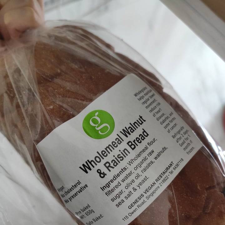 photo of Genesis Vegan Restaurant Wholemeal Walnut and Raisin Bread shared by @juzm0i on  20 May 2020 - review
