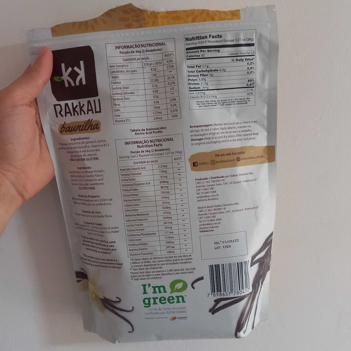 photo of Rakkau Proteína de Girassol Sabor Baunilha shared by @leandrodiago on  04 Jun 2022 - review