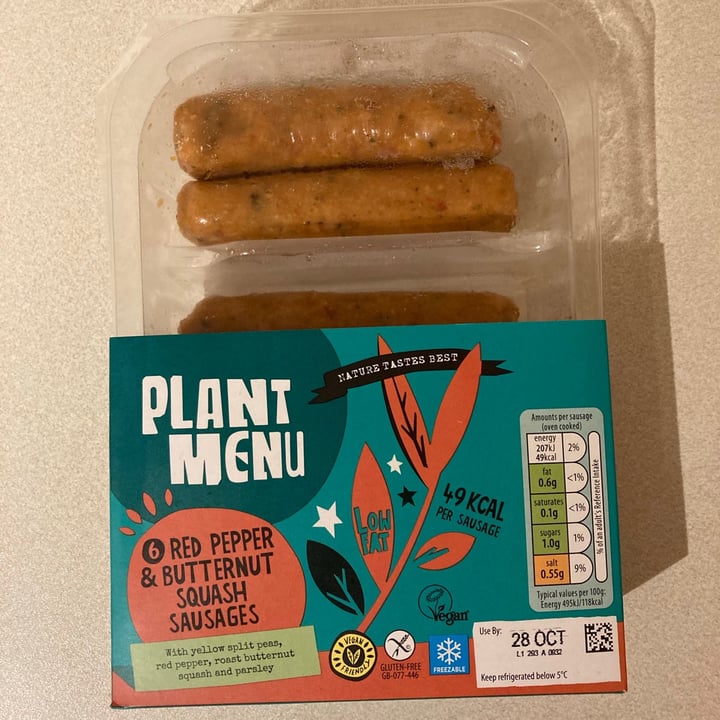 photo of Plant Menu Red pepper & butternut squash sausages shared by @miyukudo on  25 Oct 2020 - review