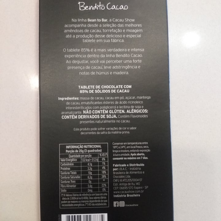 photo of Bendito Cacao Bendito cacao 85 % shared by @jugennari on  27 Jul 2022 - review