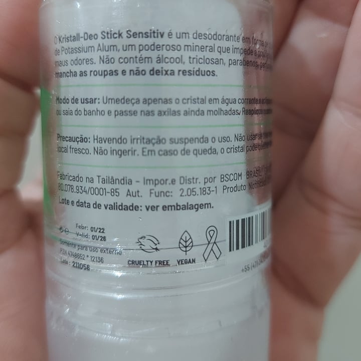 photo of Alva Desodorante Kristall-Deo stick sensitive shared by @julianamacedovet on  27 Nov 2022 - review